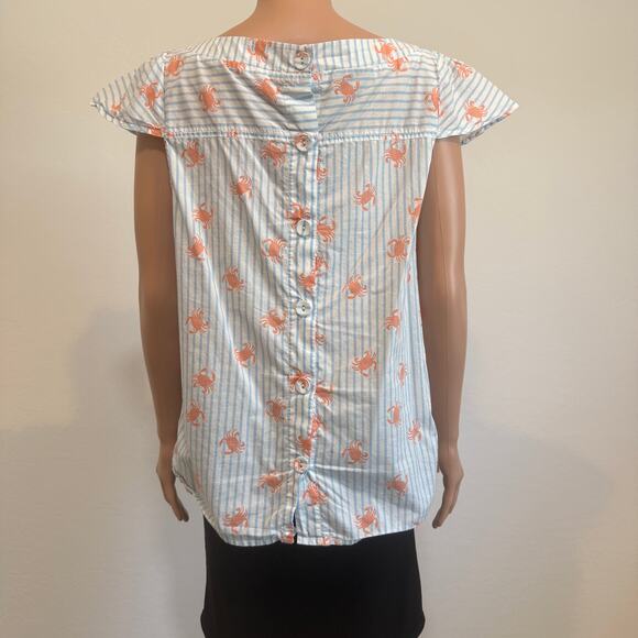 ModCloth XL crab striped back button lightweight blouse top TS 2715 - Picture 9 of 9